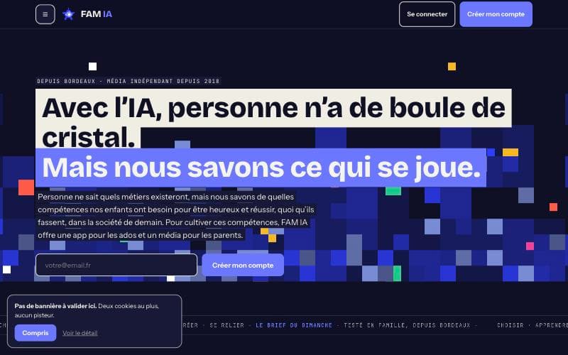 Page d'accueil de FAM IA