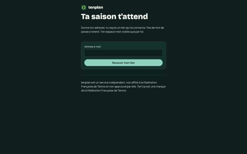 Écran de connexion de tenplan